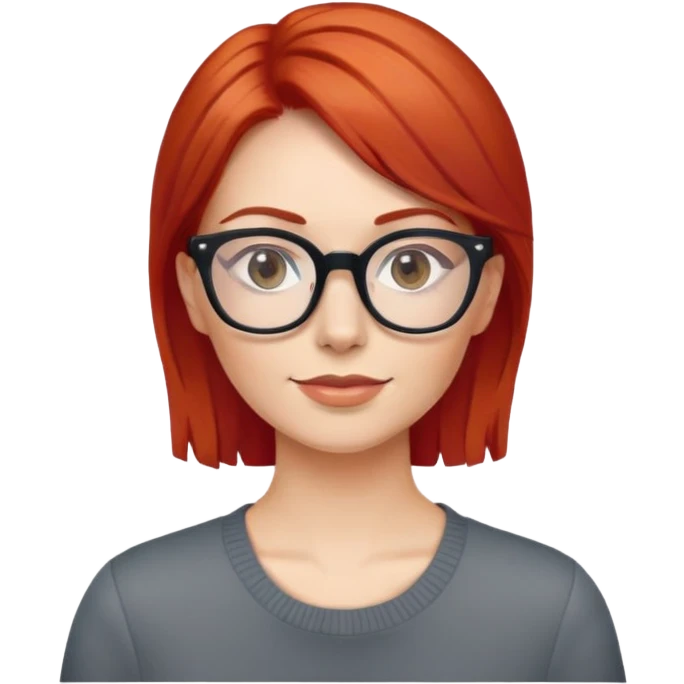 Woman with red hair wearing glasses emoji