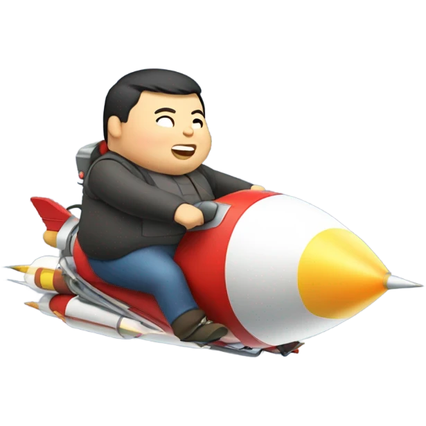 Fat Asian man riding rocket emoji