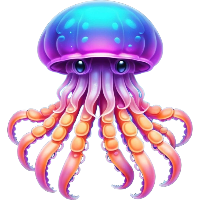 Neon glowing jellyfish-crab-squid emoji