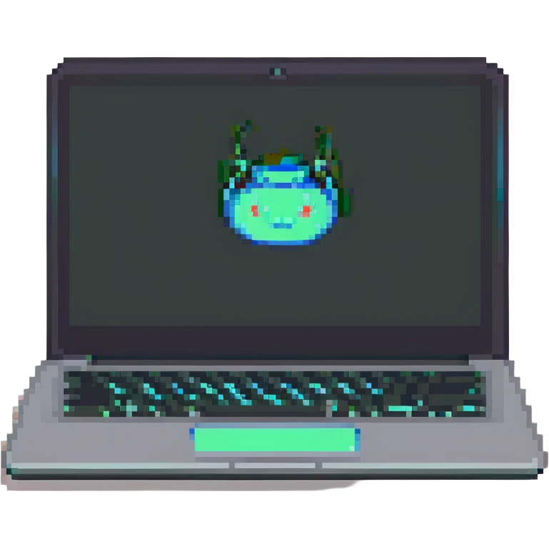  Glowing pixel laptop with code on the screen emoji