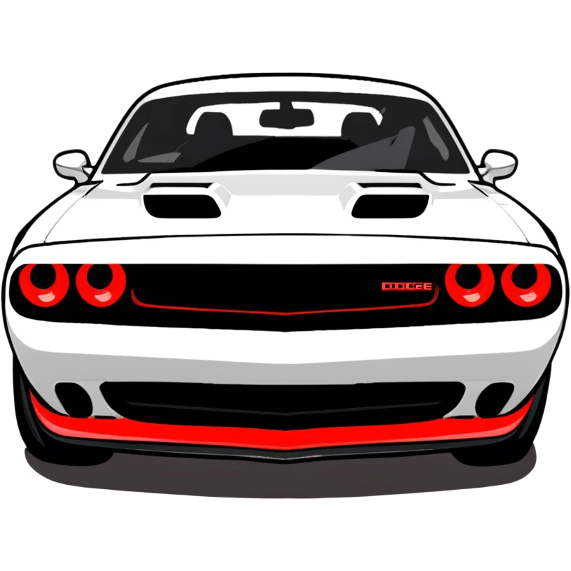 black Dodge Challenger with red front lights emoji