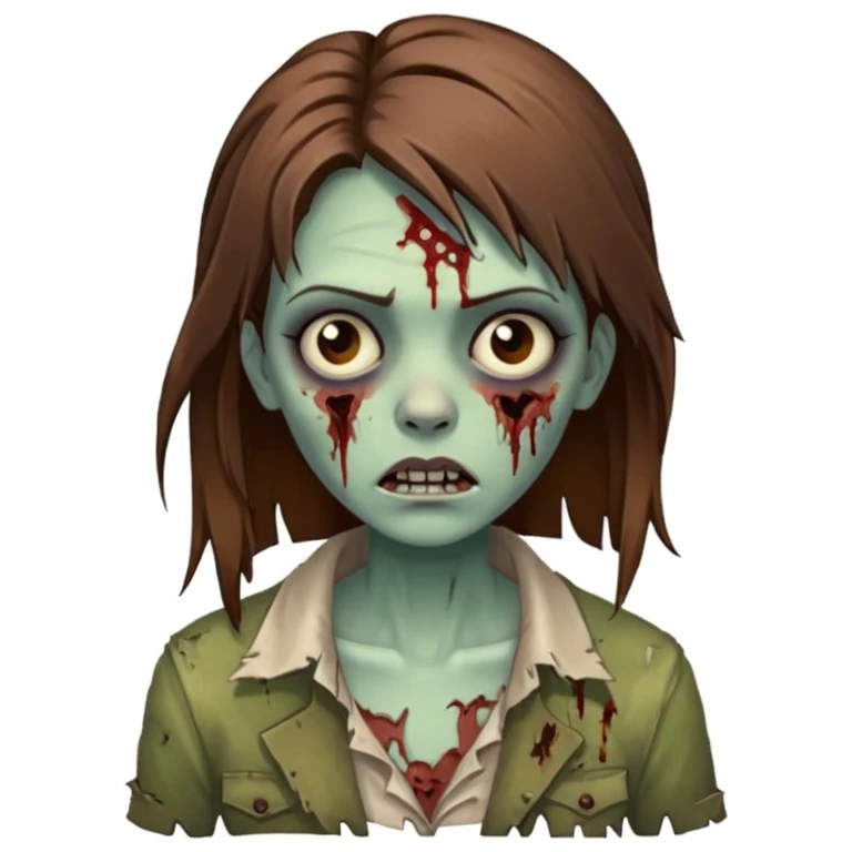 Uma zumbi bonita e com cabelos castanhos  emoji