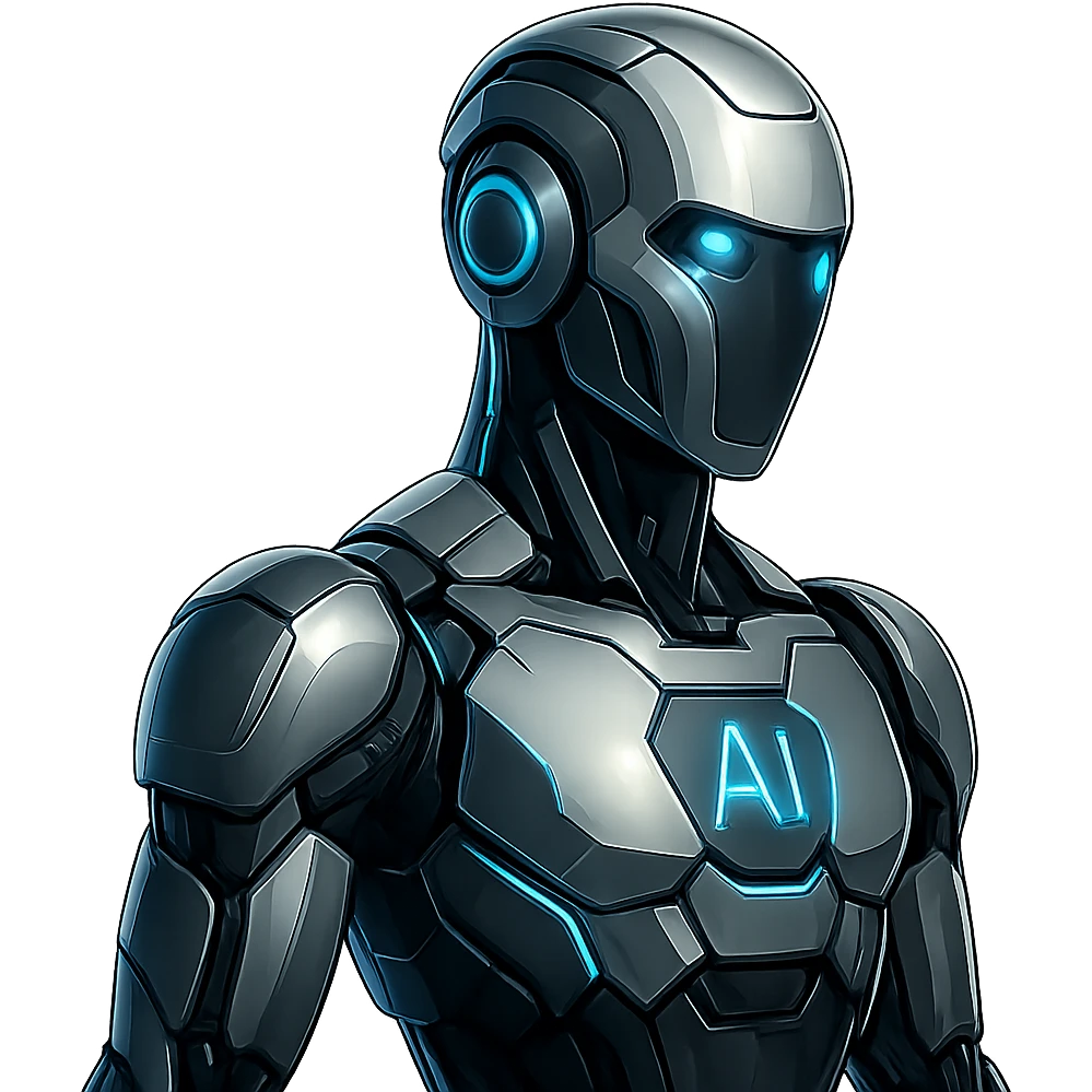 a robot with artificial intelligence, futuristic design, digital and sleek emoji