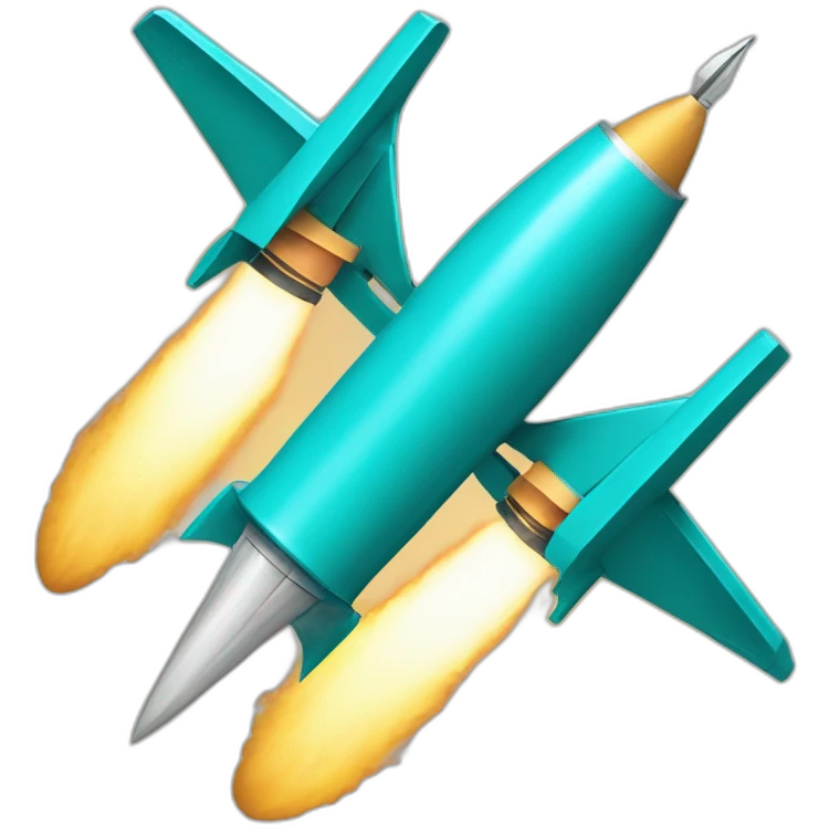 un double missile vivant de couleur bleu turquoise emoji