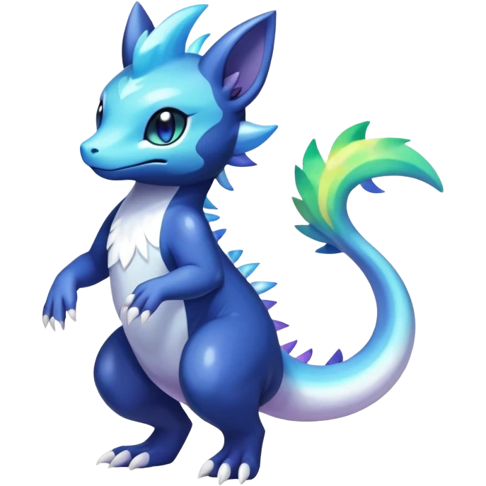 Rainbow crystal mix Shiny pastel Salandit-Meowstic-Noibat-Fakémon-hybrid-creature (full body)  emoji