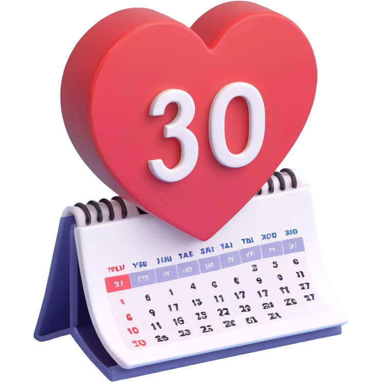 3d icon heart on calendar emoji