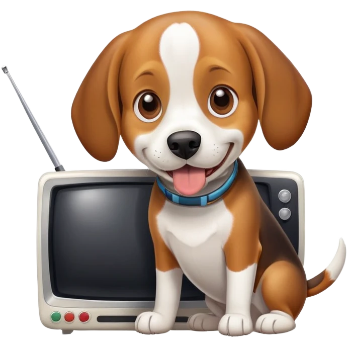 Beagle eating a tv emoji