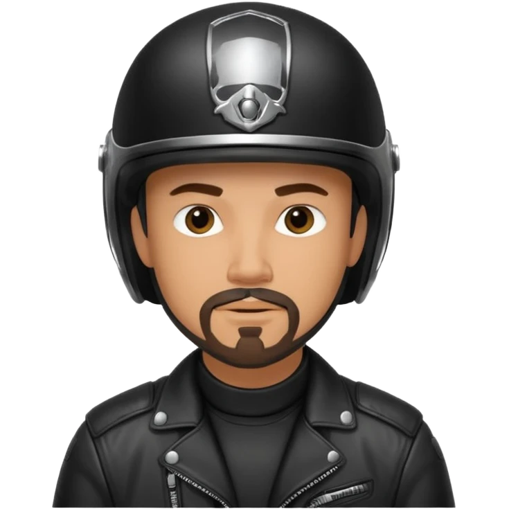Biker in black helmet and leather jacket emoji