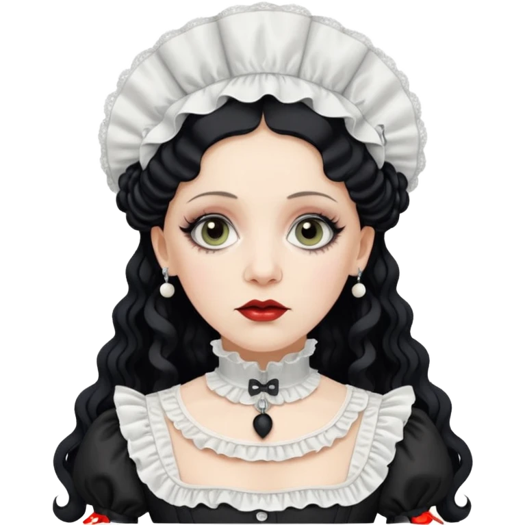 Lene Lovich in white like victorian maid emoji