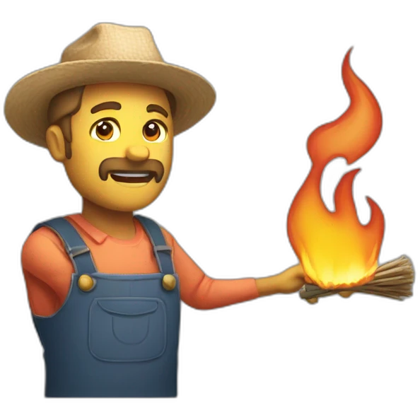 A farmer who is burning emoji