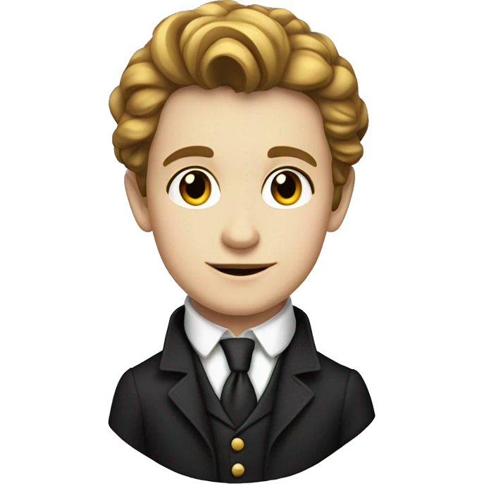 A young European writer of the 19th century in a black jacket, tie and white shirt emoji