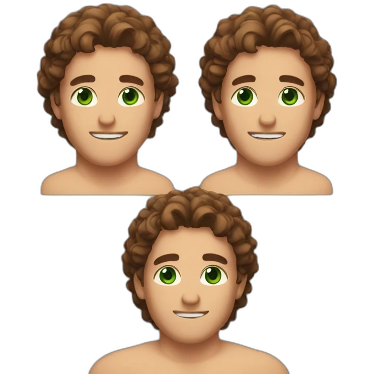 Muscular guy with green eyes and curly brown hair  emoji