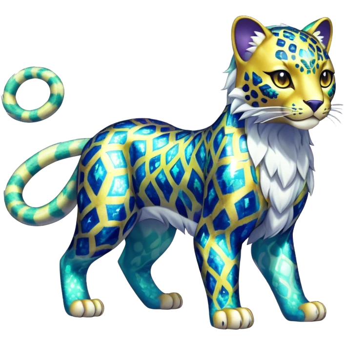 Shiny Elemental Exotic Liepard-Persian-Delcatty-Pokémon-Fakémon-hybrid-creature (full body) emoji