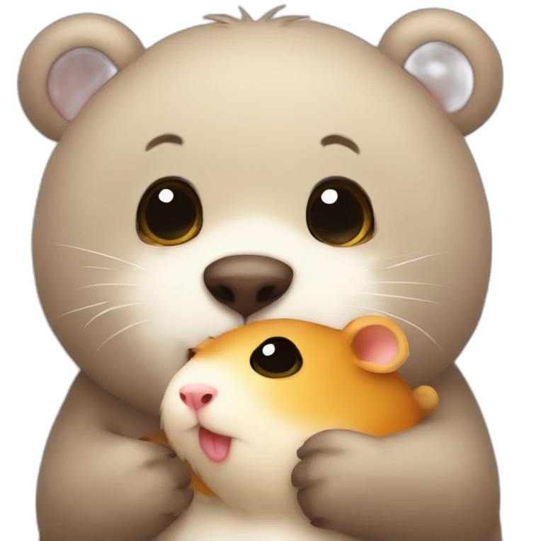 emoji bear kissing cute hamster emoji