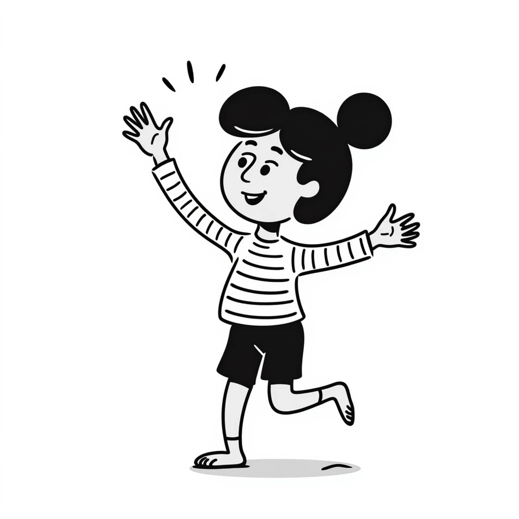 Silly beach character named 'Tripa Tropa Tralala' dancing on sand with sunshine emoji