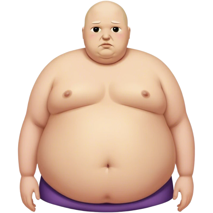 Morbidly obese young bald man standing  emoji