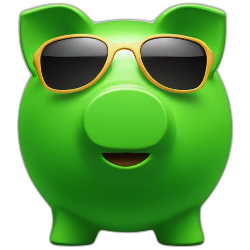 green piggybank with sunglasses emoji