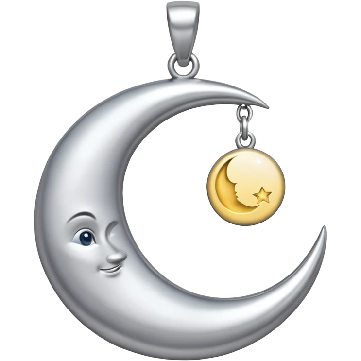 Moon charm – silver crescent moon emoji