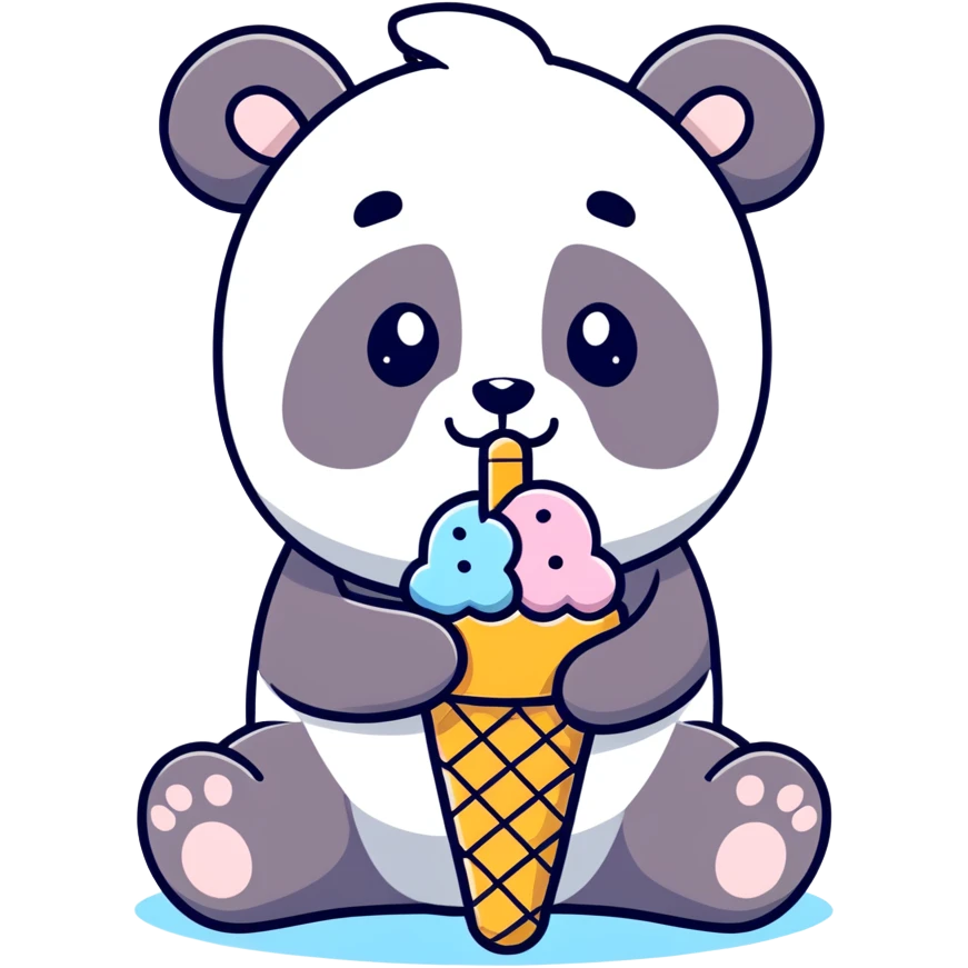 Panda eating ice cream emoji