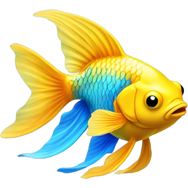 Yellow and blue goldfish emoji