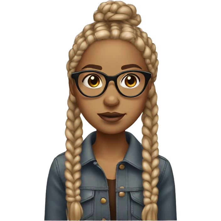 lightskin girl with dirty blonde box braids and brown glasses emoji