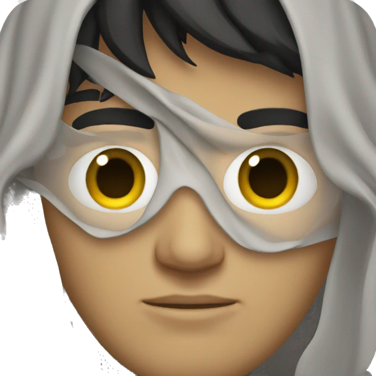 Black haired man with eyes that are covered up emoji