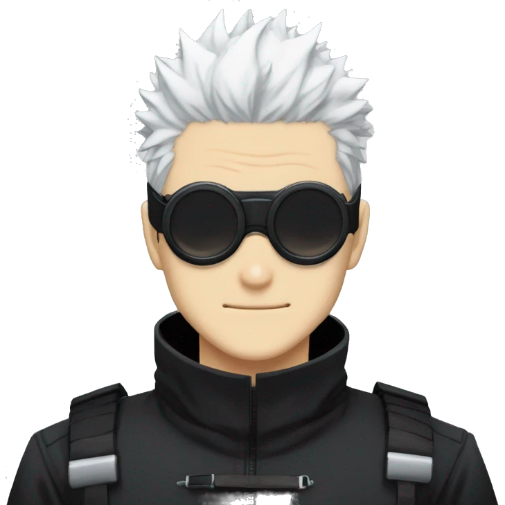 Gojo Satoru Jujutsu Kaisen anime white hair with black round black goggles emoji