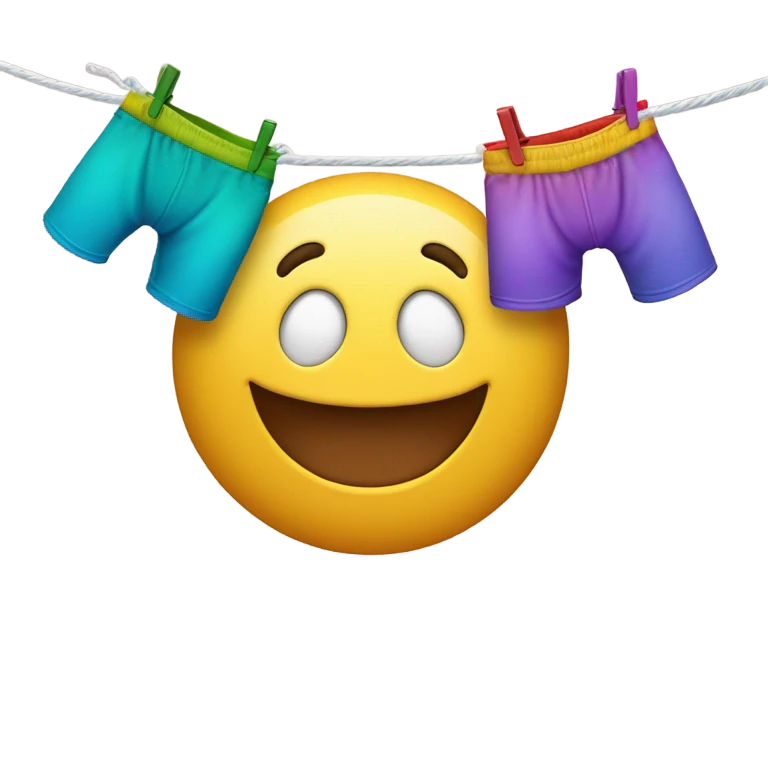 Washing on line with a smiling kissy face emoji