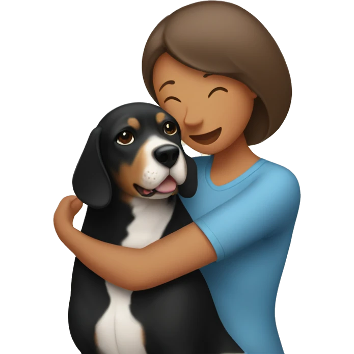 mom hugging beagle and black lab emoji