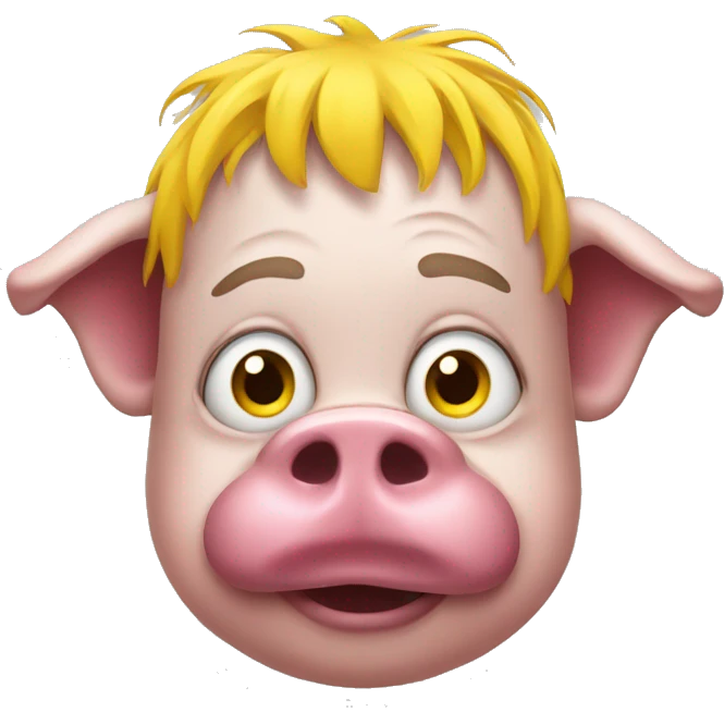 Pig clown with yellow bangs emoji