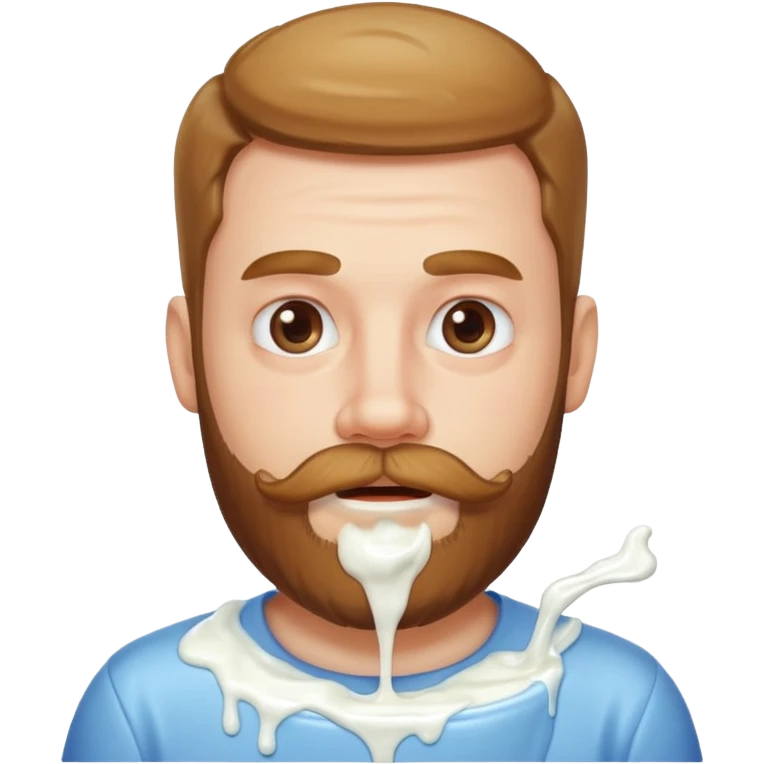 A white man with a beard with yogurt dripping off his mustache emoji