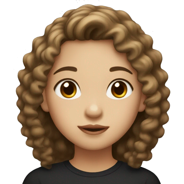 girl with brown eyes asian with fair skin with curls in a black long sleeve emoji