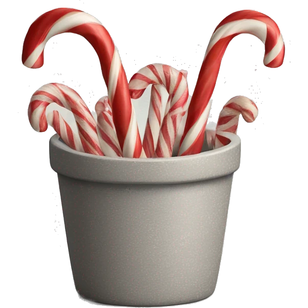 Candy canes in a grey textured stoneware pot emoji