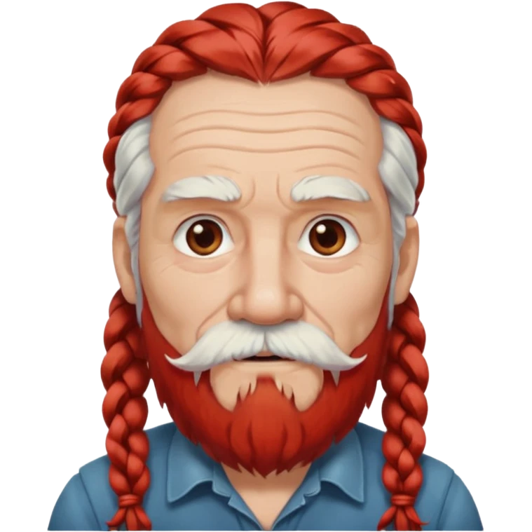 very old, white bearded and white mustached, red long haired, braided, earringed emoji