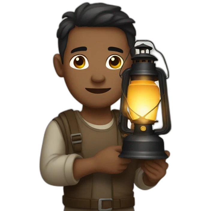 men holding a lantern emoji