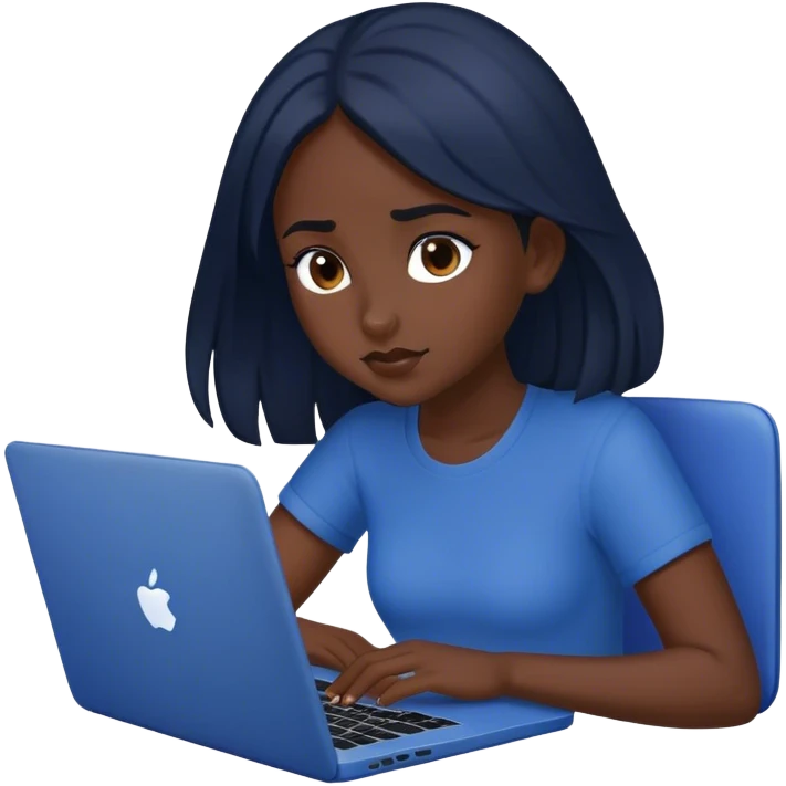 dark-haired girl at a dark blue laptop emoji