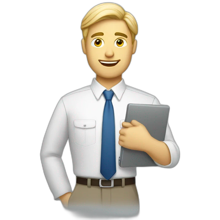 White men working in sales with pc emoji