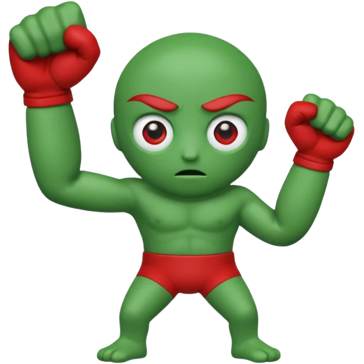W or L has the appearance of two letters that are combined together, or next to each other. An eye is plastered on each letter, and are attached to legs. The W is green, while the L is red. W’s hand is curled tightly into a fist, and L’s hand is posed in an “L” shape. emoji
