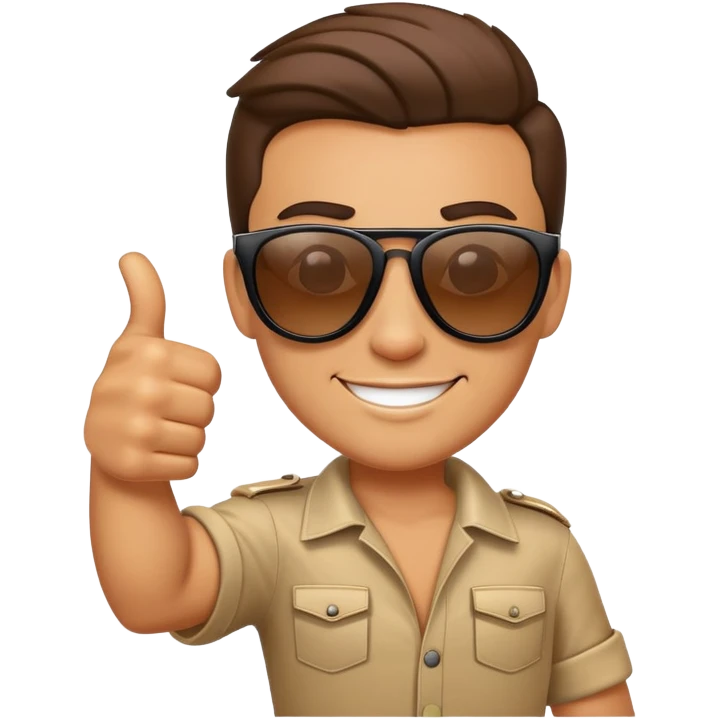 Cool character with sunglasses giving thumbs up, looking confident and awesome emoji