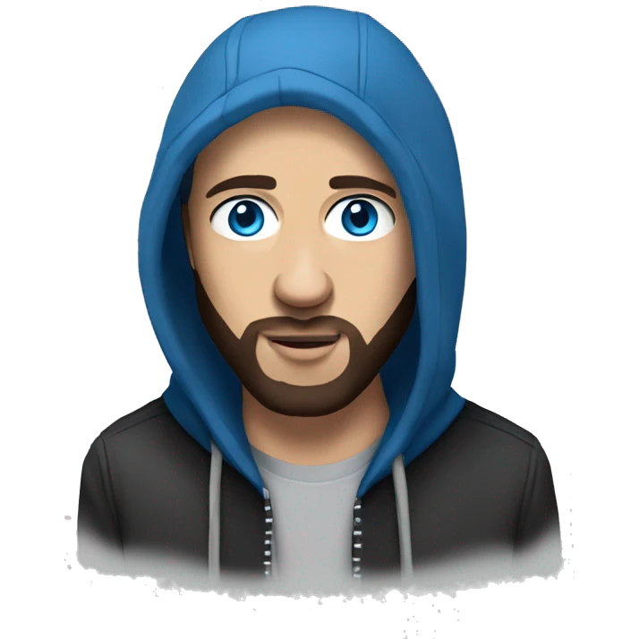Eminem with a beard and blue eyes wearing a hoodie emoji