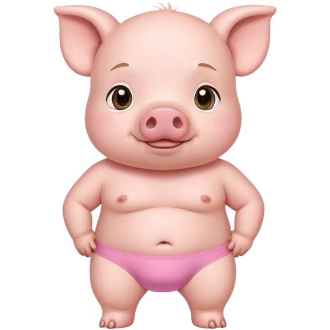 Сute baby pig, with exceptionally heavy large chest, in small pink underwear   emoji