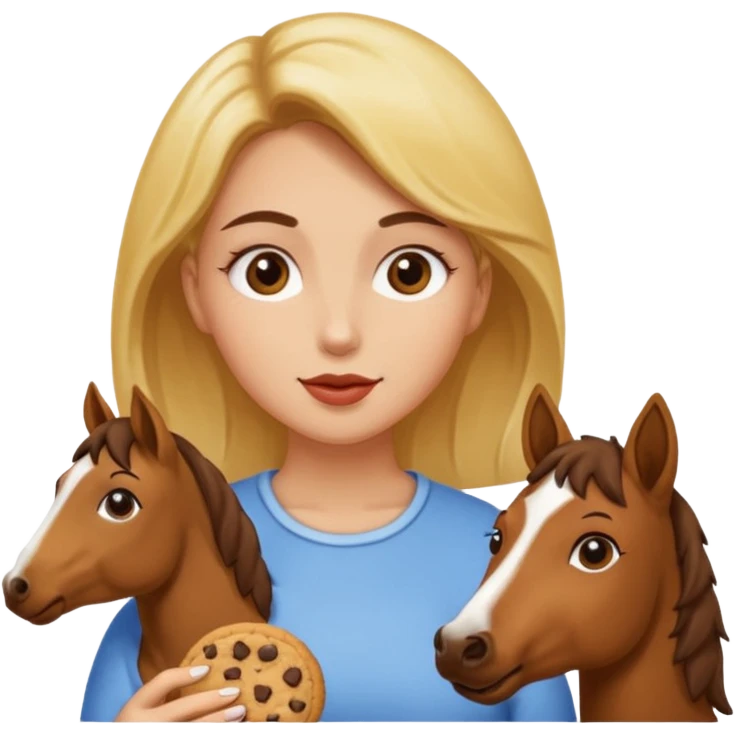 Ein Pferd ein Hund zwei Frauen essen Kekse  emoji