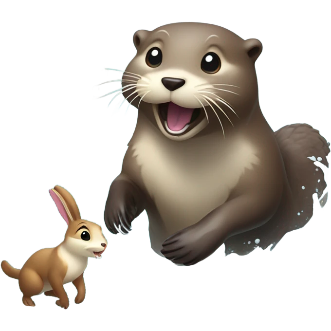 Otter and Rabbit playing  emoji