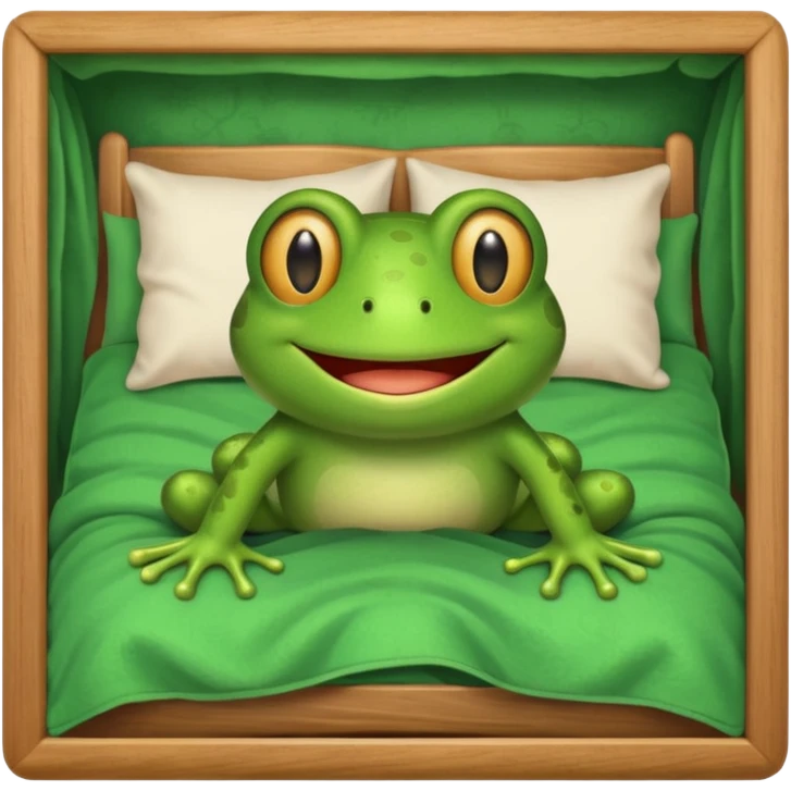 Frog in bed with frame emoji