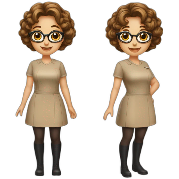 Quiero un emoji vestido de enfermera con cabello castaño, peinado de una cebolla o cabello suelto ondulado lentes color transparente, de piel pálida cejas gruesas emoji