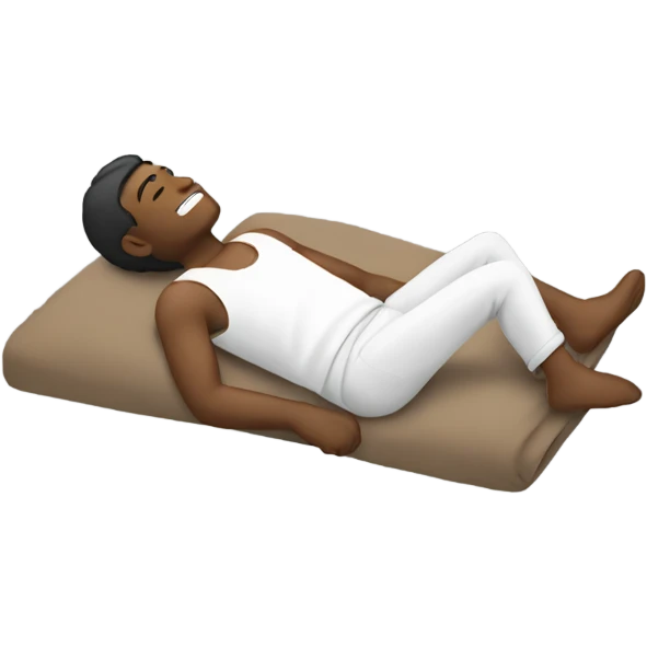 man laying back with his hands in poc emoji