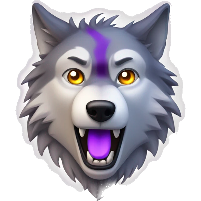 generate emote Flash lights behind the wolf reflecting its fur, the wolf moves breathing and after that it opens its mouth and howls and looks up, a faint purple light comes out of its mouth emoji