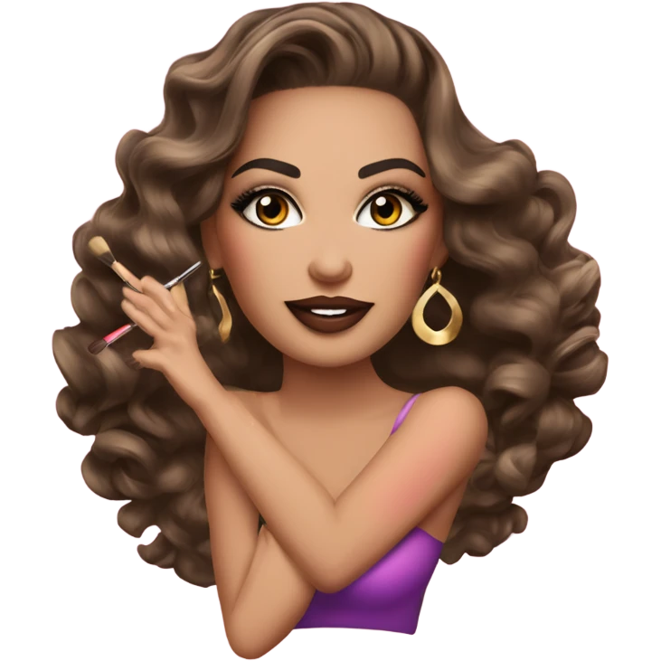 maquilladora con brochas de maquillaje hermosa y glamour emoji