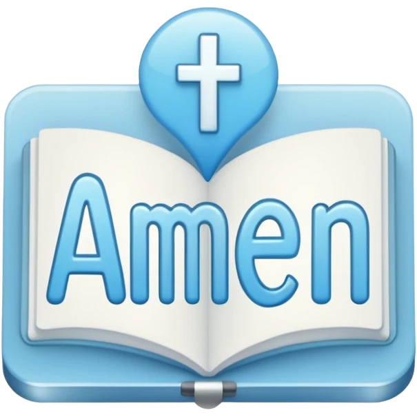 light blue word "AMEN" simple font in rectangle emoji