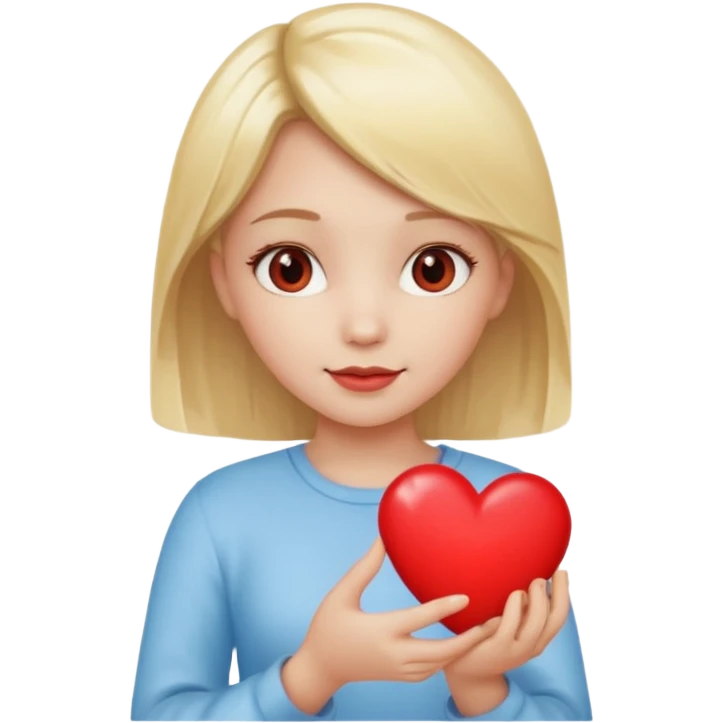 prayer girl blond hair red heart in her hands, emoji